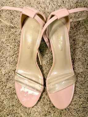 Dream Pairs Light Pink Patent Sandals with Clear Straps